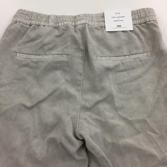 NWT ZARA Marshmallow Gray Slim Leg Drawstring Waist Mid-Rise The Jogger Pants - Picture 13 of 16